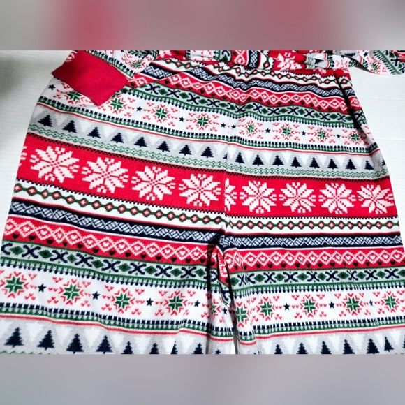 Red multi colored Christmas One Piece Pajama with pockets Size Men Large - Picture 3 of 8